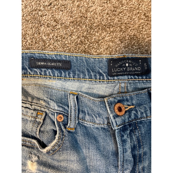 Lucky Brand Sienna Cigarette Jeans Distressed Blue Wash Women's Size 25 - Picture 2 of 3